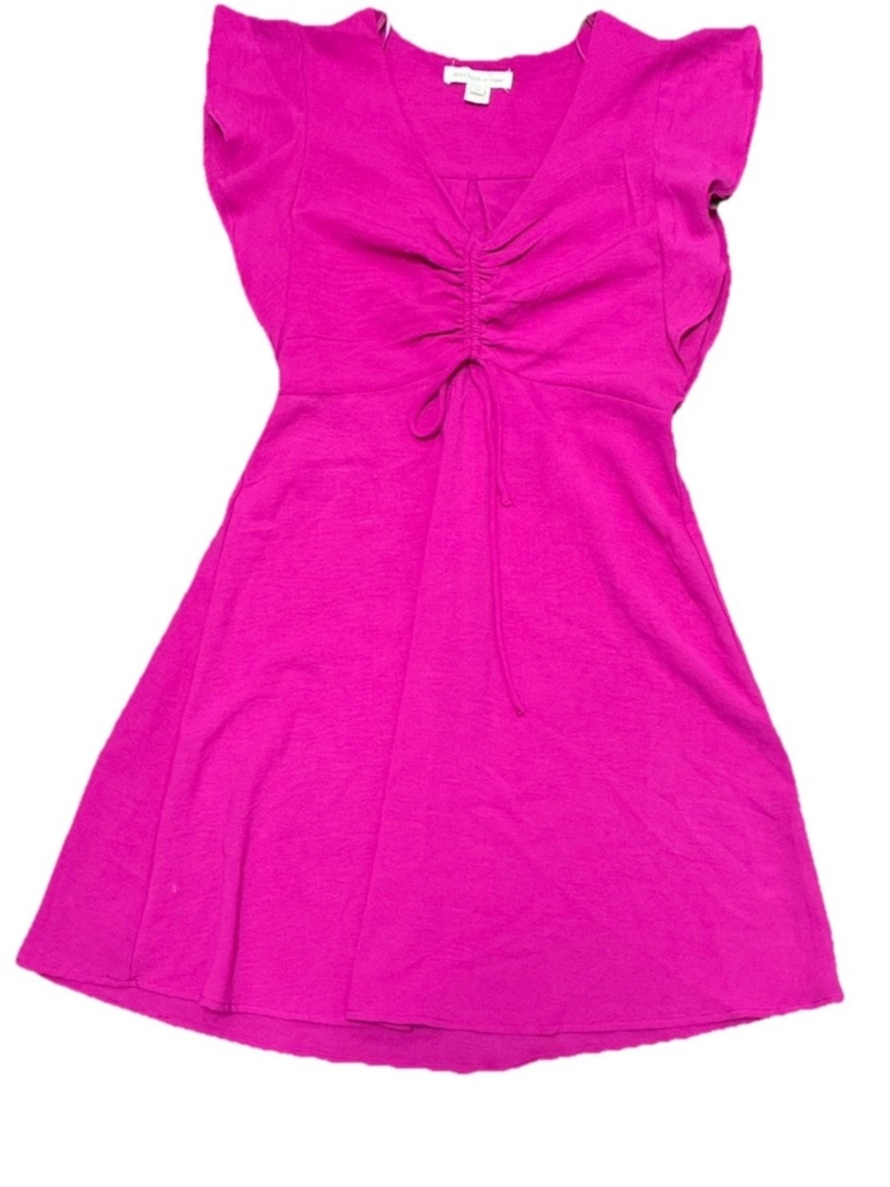 Monteau Los Angeles Womens Medium Pink Dress Ruched Front Tie Waist Mini Dress